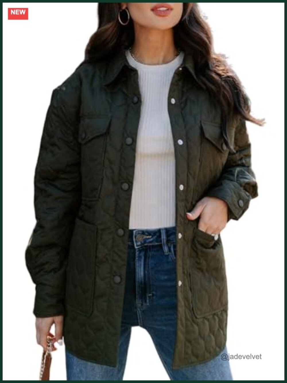 Lightweight Diamond Quilted Puffer Jacket Women's Long Sleeve Button Front